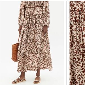 Matteau Floral Print Skirt in Brown and Cream